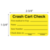 Nevs Label, "Crash Cart Check" 1-3/4" x 2-3/4" Yellow w/Black CS-12801